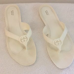 Gucci white rubber sandals